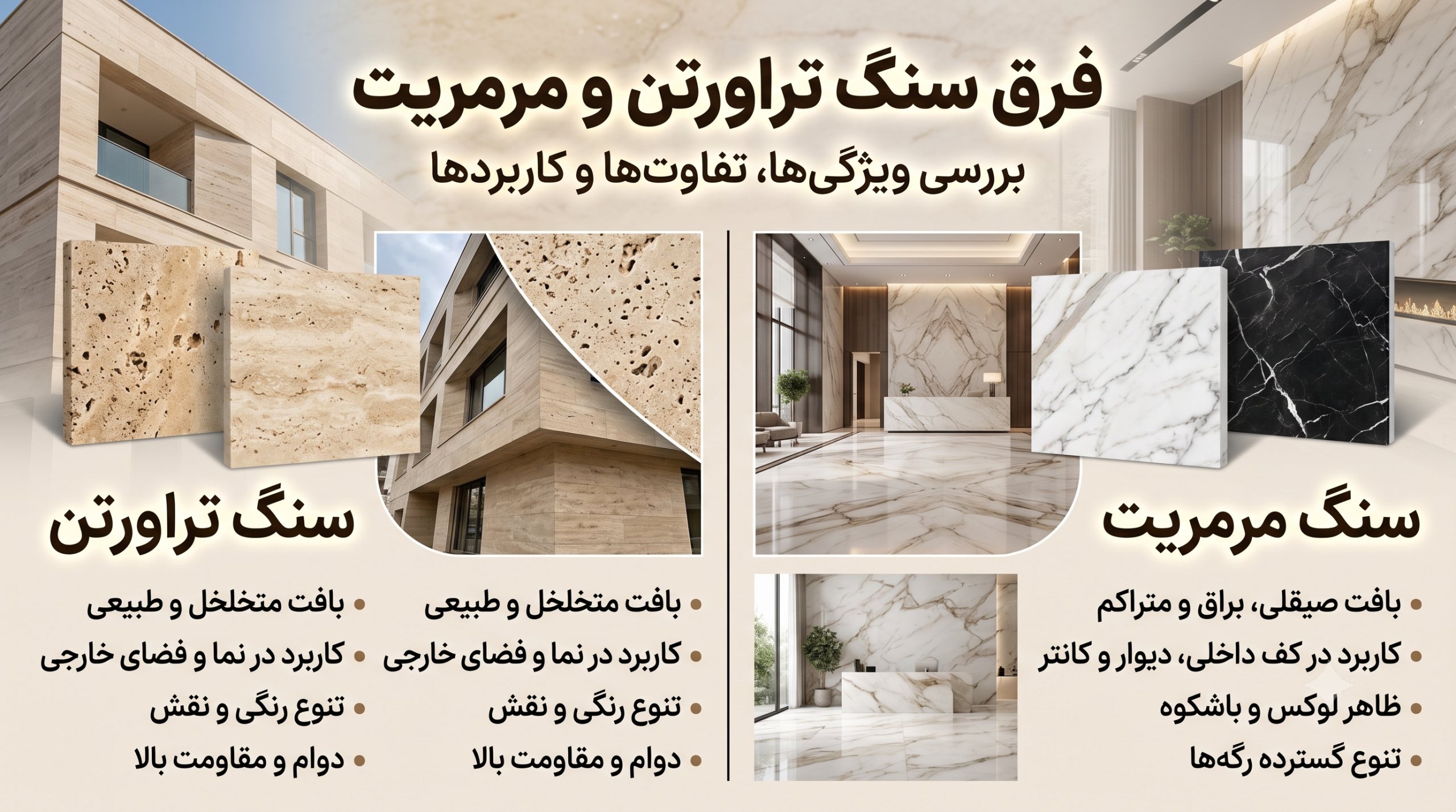 فرق تراورتن و مرمریت